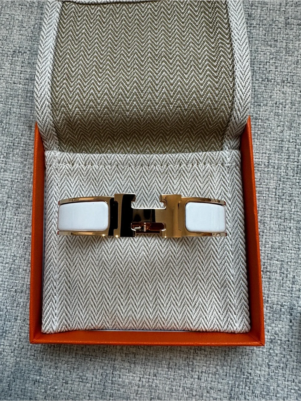 Hermes Clic H bracelet Blanc Rosegold PM